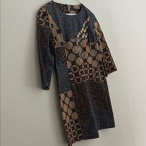 Zara Multicolor Patchwork 3 quarter Sleeve Dress size L.